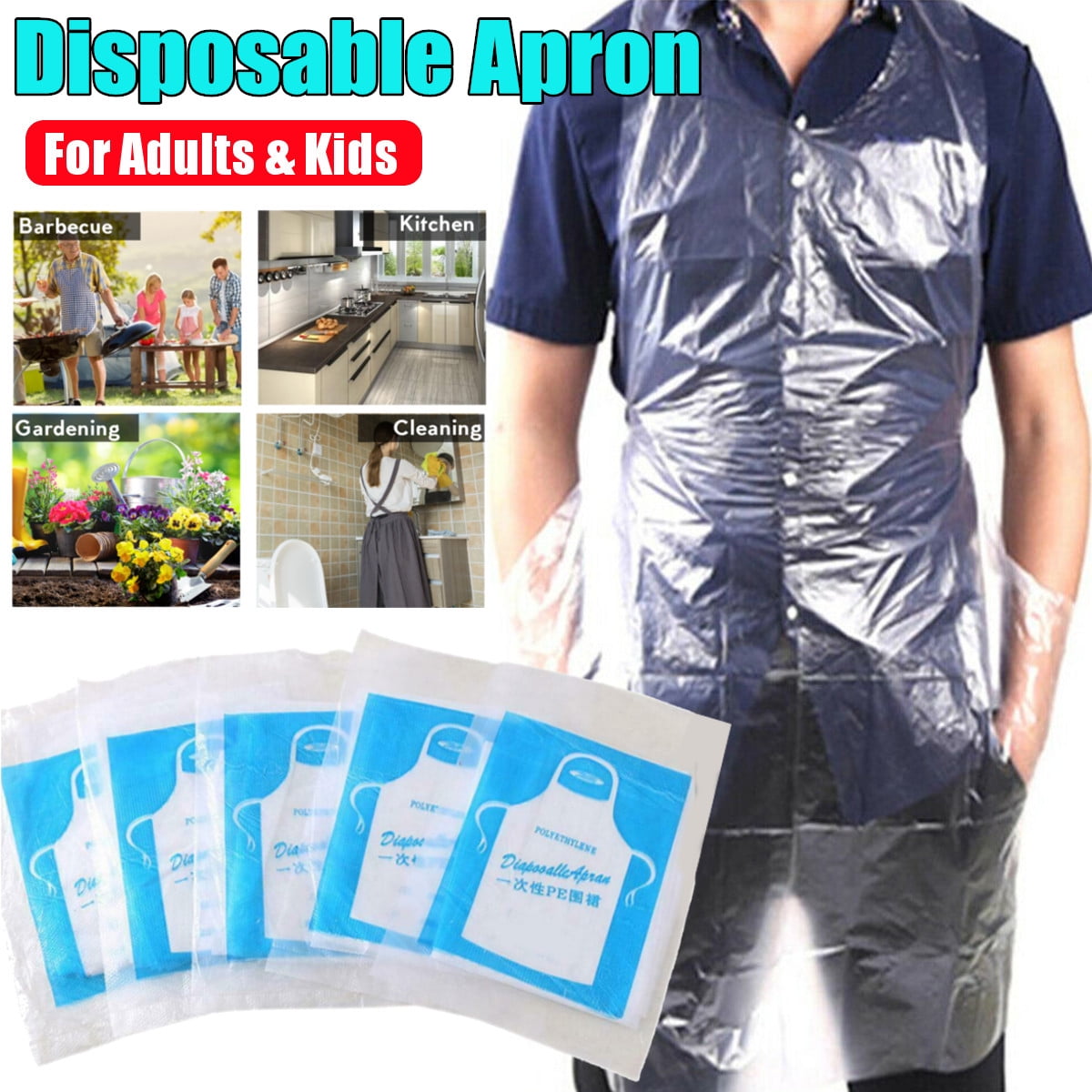 Disposable Aprons PE Waterproof Antioil Polythene Painting Apron Tool