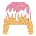 thumbnail image 4 of FKELYI Crop Tops Hoodies with Strawberry Cream Waffles Size 11-12 Years Soft Home Crewneck Sweater Girls Stretchy Casual Party Hooded Pullover Tops, 4 of 5