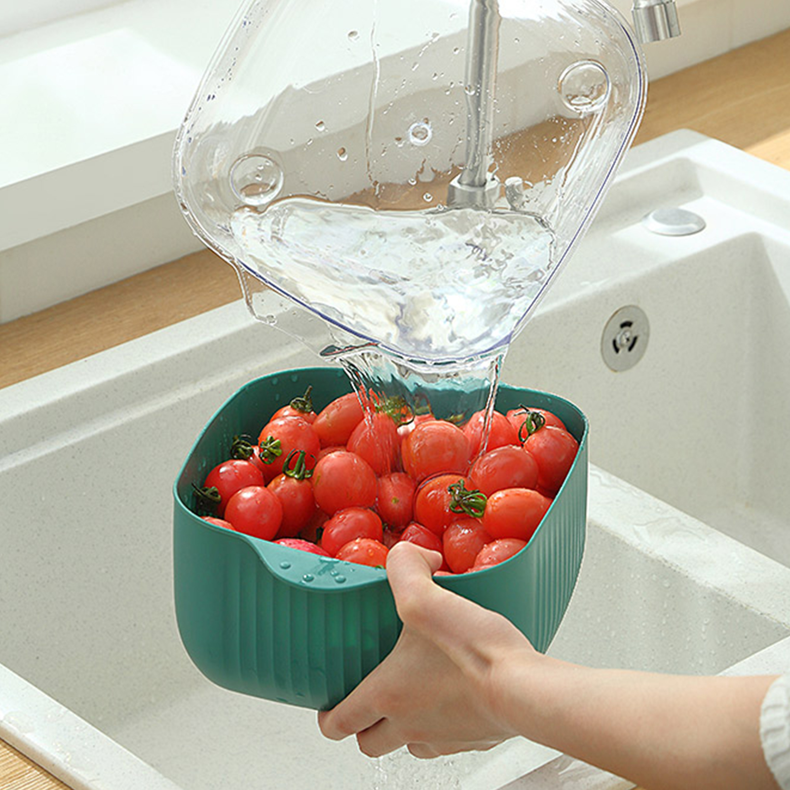 2 In 1 Fruit Cleaner Bowl, Fruit Rinser Strainer Container, Food Grade  Plastic, Double Layer Design, Save Water, Easy Clean