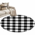 thumbnail image 2 of 3ft Washable Round Rug, Black Plaid Non-Slip Circle Area Rug for Bedroom Bedside, Black Gradient Soft Indoor Floor Mat for Home Decor, 2 of 9