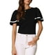 thumbnail image 2 of Blusa peplum casual de cuello redondo con volantes de manga corta para mujer INSPIRE CHIC XS negra, 2 of 6