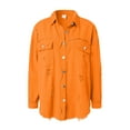 thumbnail image 4 of adviicd Women's Oversized Denim Jacket Casual Long Sleeve Denim Shirts Jean Jacket Fall Outfits 2025 Orange, L, 4 of 6