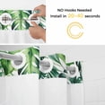 thumbnail image 5 of Tropical No Hook Shower Curtain Waterproof, Bathroom Curtains with Snap in Liners and See Through Top Window, Green Palm Leaf Summer Plant Hotel Style Bathtub Curtains Shower 60"Wx72"L, 5 of 8