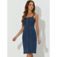 thumbnail image 4 of DARING DIVA Button Down Denim Sleeveless Sweetheart Neck Jean Dresses XS Dark Blue, 4 of 6