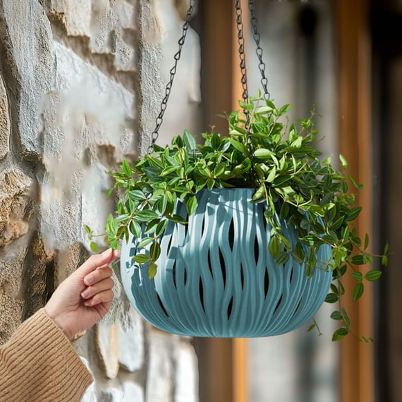 Zenithome Panier de Plantation Suspendu en Rotin avec Conception de Barrière à l'Eau Empêche la Rotation des Racines Pot de Plante en Plastique Intérieur Extérieur pour Succulentes Lierre