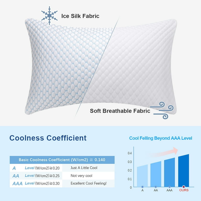 Cooling Shredded Memory Foam Bed Pillows Adjustable Firm Support