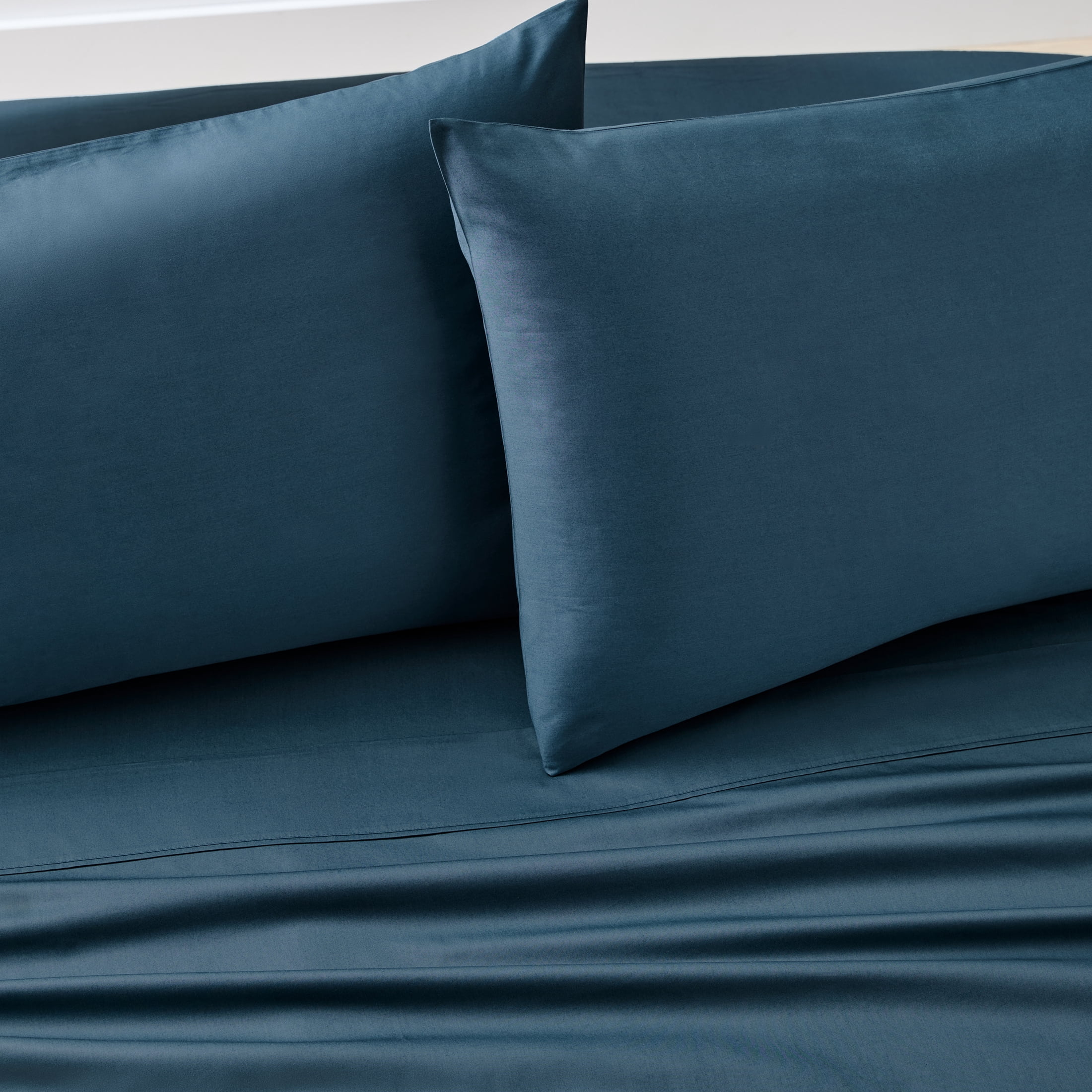 Better Homes & Gardens 300 Thread Count Cotton Percale 3-Piece Teal Ocean Bed Sheet Set, Twin