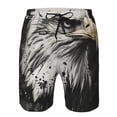 thumbnail image 3 of Cauagu Ink Style Bald Eagle Print Men's Swim Trunks,Hawaiian Bathing Suit Swimsuits Beach Shorts with Pockets for Men Quick Dry Swimming Board Shorts-Medium, 3 of 6