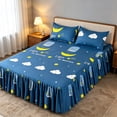 thumbnail image 1 of Linnome Ruffled Bed Skirt with Pillowcases 3 Piece Set Elastic Bed Sheet Bed Cover for Bedroom Decor Machine Washable, 1 of 9