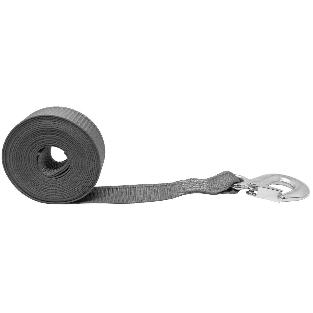CustomTieDowns 1.5 Inch x 16 Ft. Gray Polyester Winch Strap With A