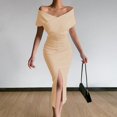 thumbnail image 6 of Aellinatey Slim Fit Sexy High Split Long Midi Dress for Women, Elegant Off-Shoulder Bodycon Evening Gown Cocktail, 6 of 10