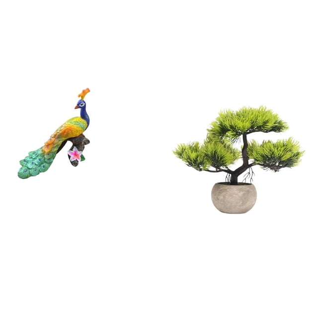 Escultura De Bonsái De Pavo Real, Adorno Decorativo Para Jardín, Figura De Planta Artificial, Estatua De Vegetación Para El Hogar, Jardín, Centros De Mesa, Colección