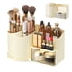 thumbnail image 5 of Caja de almacenamiento de cosméticos giratoria de 360 grados, organizador de maquillaje con portabrochas, cajón transparente, diseño vertical grande., 5 of 8