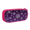 thumbnail image 2 of Vsdgher Snowflake Gradient Purple Print Large Capacity Pencil Case Pouch with Zipper, Portable Aesthetic Big Capacity Pencil Cases Pen Office Travel Stationery Bag, 2 of 8
