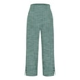 thumbnail image 6 of Sweatpants Women Summer High Waisted Long Striped Button Detail Capris Trousers Loose Fit Green Casual Lounge Pant XXXXXL, 6 of 6