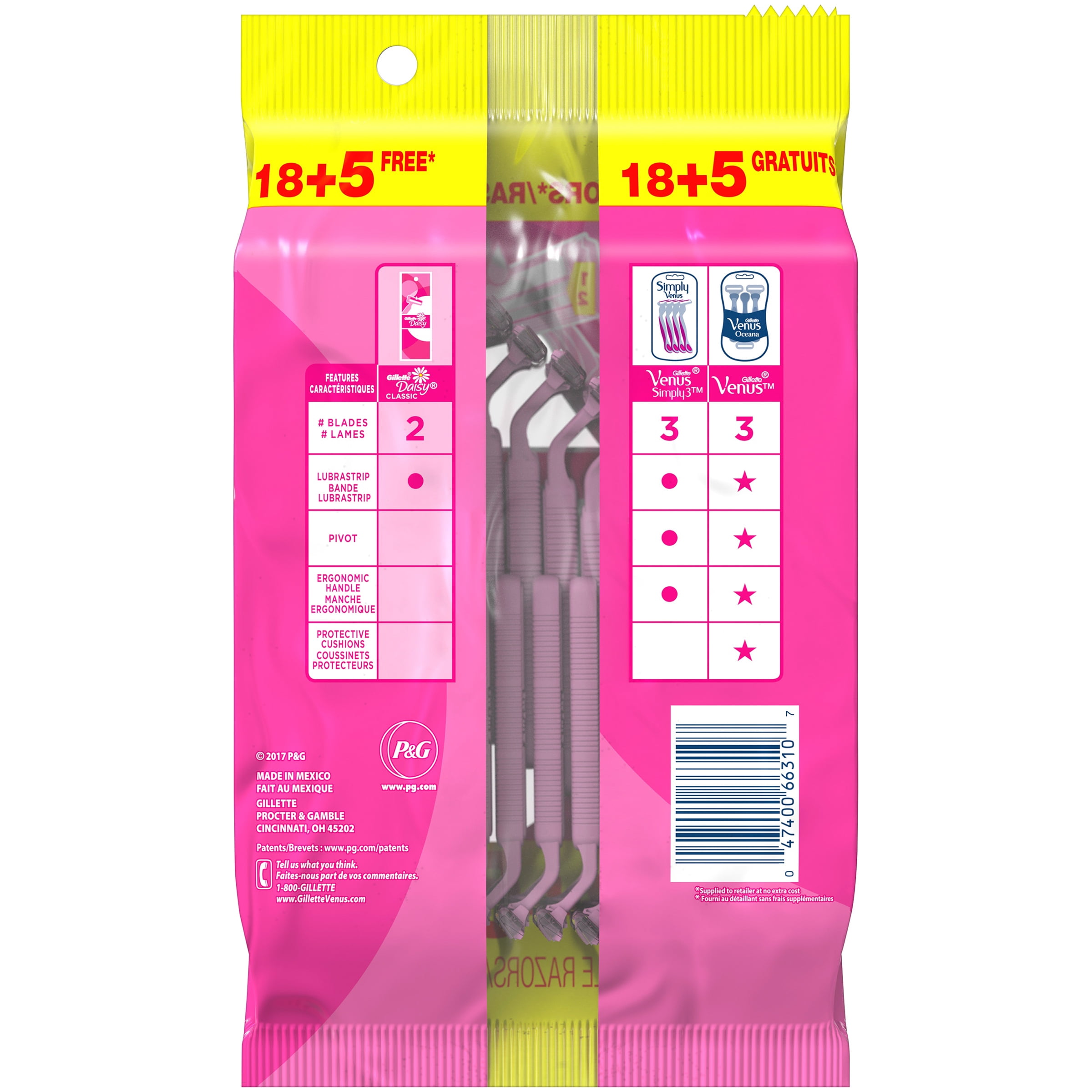 Gillette Daisy Classic Disposable Razor, 18 Count + 5 Bonus Razors