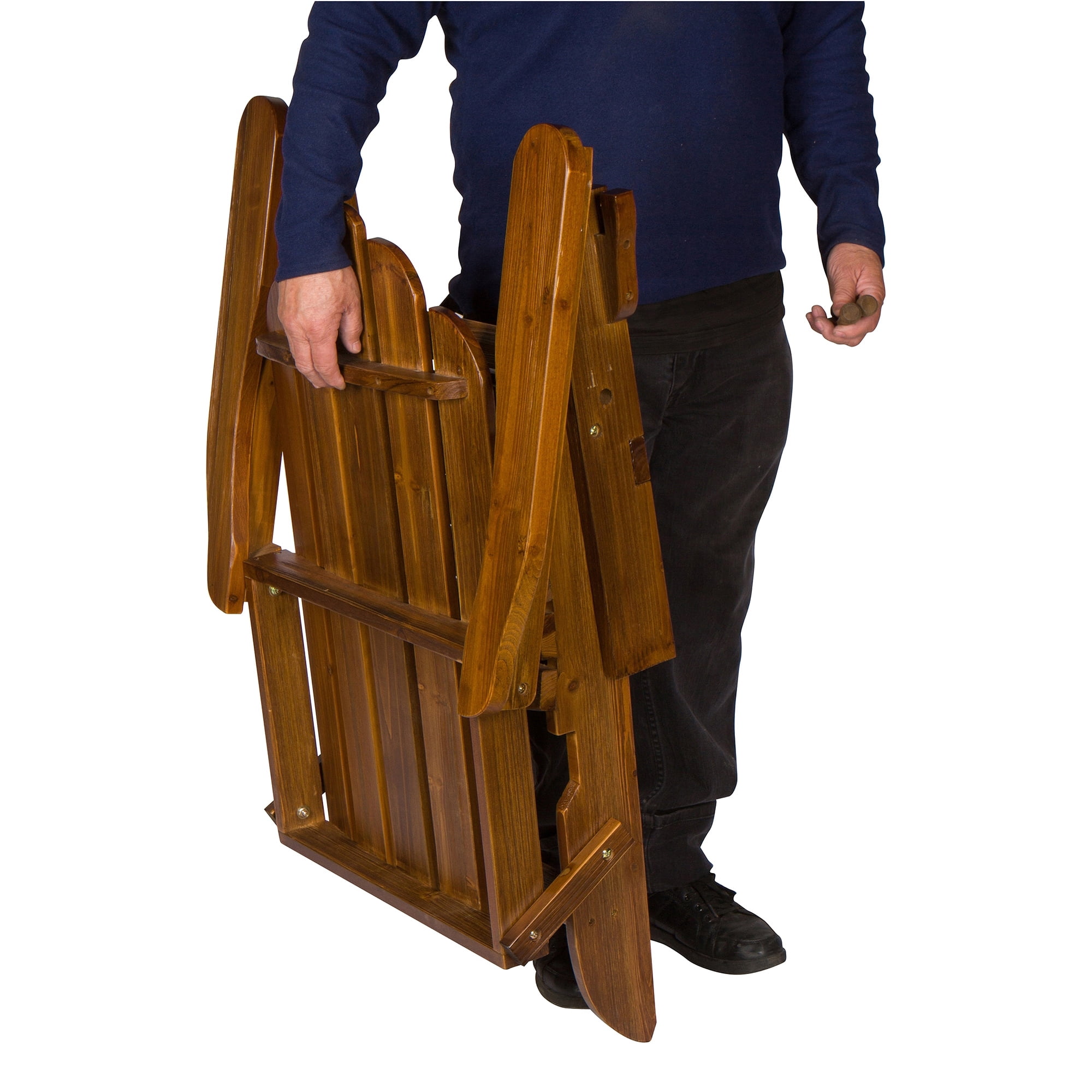 Shine Company Traditional Cedar Wood Folding Adirondack Chair in Brown