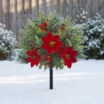 thumbnail image 6 of Uv Resistant Artificial Poinsettia Yard Stake, Realistic Christmas Floral Stake with Frosted Branches, Pine Cones and Berries, for Outdoor Garden and Indoor Tabletop Holiday Decor, 6 of 6