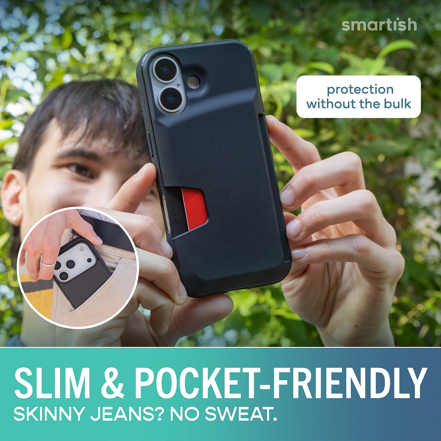 Smartish® iPhone 17 Wallet Case - Wallet Slayer Vol. 1 [Slim + Protective] Credit Card Holder - Drop Tested Flip Hidden Card Slot Cover For Apple iPhone 17 - Black Tie Affair