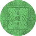 thumbnail image 1 of Ahgly Company Machine Washable Indoor Round Oriental Emerald Green Industrial Area Rugs, 3' Round, 1 of 4