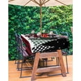 thumbnail image 3 of Fsddascl Christmas Tree Outdoor Tablecloth - 54x80 Inch Rectangle Dining Table Cover, Xmas Tree Snowflake Plaid Black Red Waterproof Outdoor Table Cloth with Umbrella Hole & Zipper for Picnic/Patio, 3 of 7