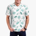 thumbnail image 3 of Rocae Leaf Print Green for Men's Short Sleeve Polo Shirt, Quick Drying Performance Moisture Wicking Sports Men's Golf Shirt Large, 3 of 9