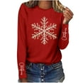 thumbnail image 4 of Ounisa Womens Long Sleeve Tops Casual Loose Fit Crewneck T Shirts Solid Lightweight Length Tunic Tops Christmas Gifts Snowflake Sequin Graphic Pullover, 4 of 5