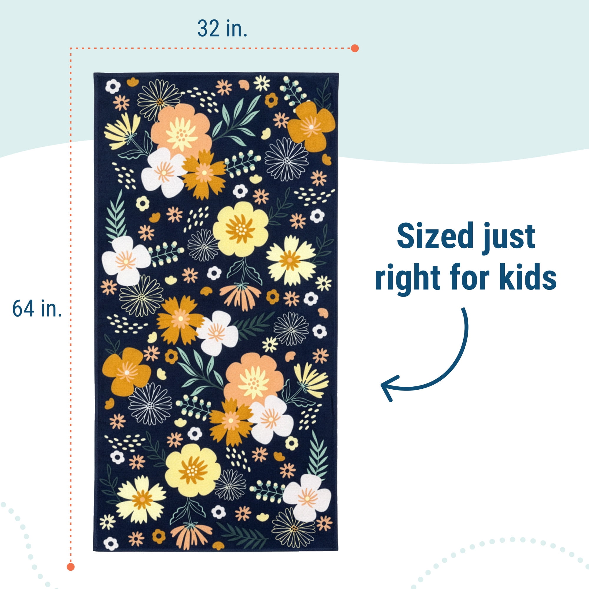 Wildkin Kids 100% Cotton Beach Towel for Boys and Girls (Wildflower Bloom)