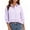 Light Purple, variant on Womens Cropped Button-Up Plaid Shirt, Ruffled Peplum Hem, Loose Fit 3/4 Puff Sleeve Blouse for Business Casual and Vacation