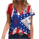 thumbnail image 1 of Camiseta informal de moda para mujer con cuello en V y manga corta con estampado de estrellas Fridja  hjk4171, 1 of 5