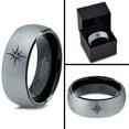 thumbnail image 4 of Tungsten Heart Compass Band Ring 8mm Men Women Comfort Fit Black Dome Brushed Gray Polished, 4 of 4