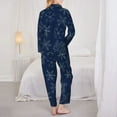 thumbnail image 5 of Junzan Snowflake Dark Blue Print Womens Pajama Sets,Long Sleeve Button Down For Women Pjs 2 Piece, 5 of 9