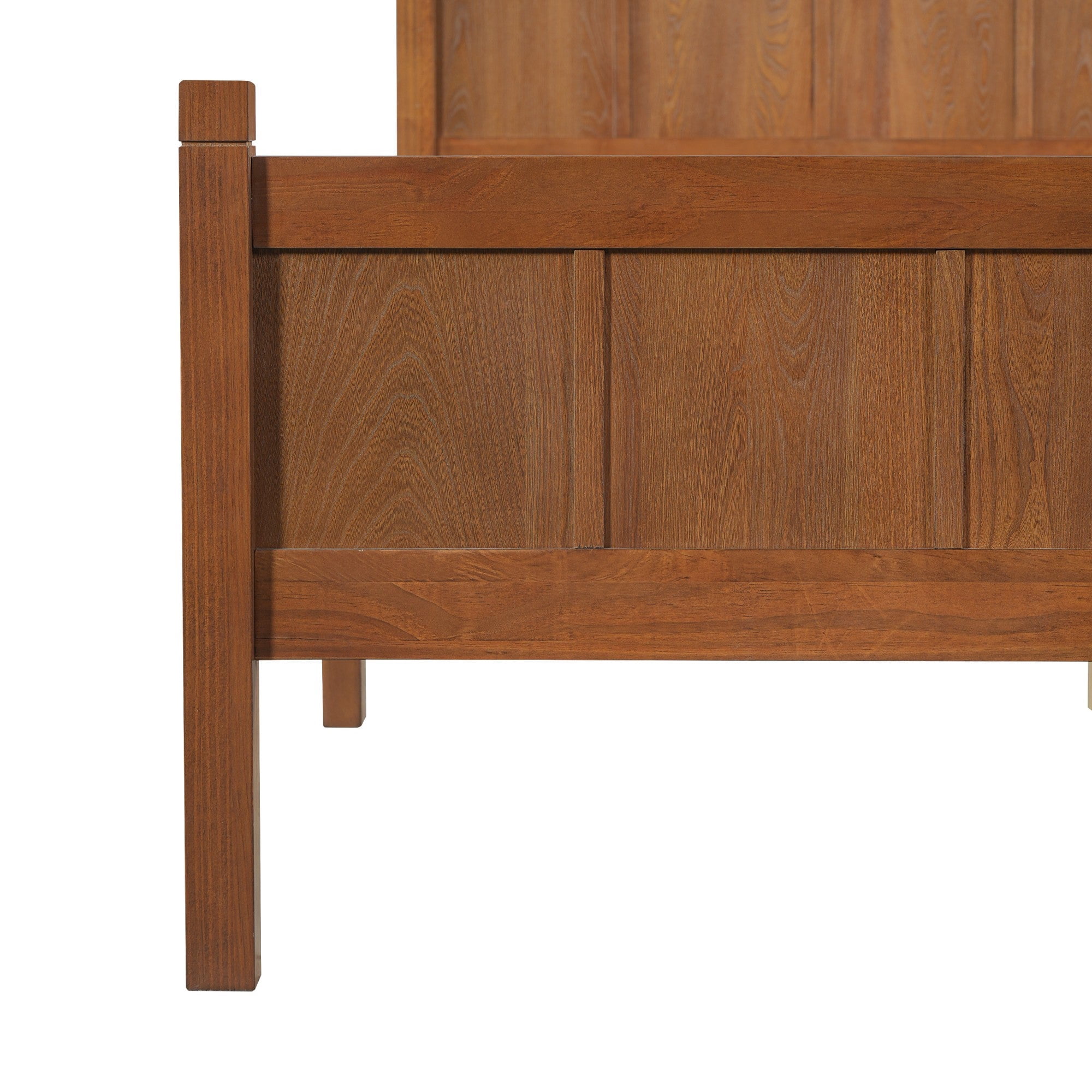 Sailvan Full Platform Bed with Headboard & Footboard - Shaker Farmhouse Style Bed Frame with Wood Grain Finish & Under-Bed Storage Walnut