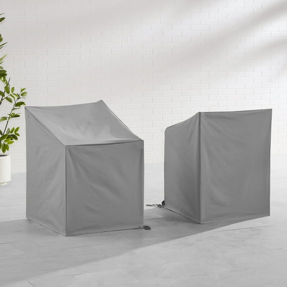 HomeStock Rustic Ranch 2-Piece Outdoor Furniture Cover Set (2 Dining Arm Chairs), Gray, 26 x 26 x 35 in, Vinyl Covers, Washable Outdoor Furniture Covers w/ Drawstrings