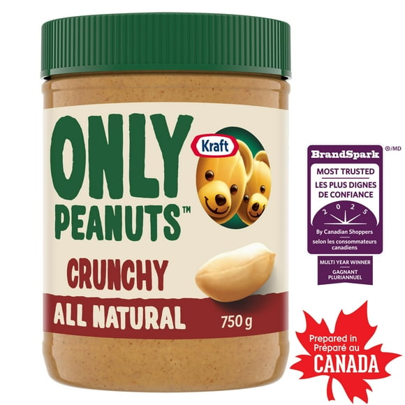 Kraft Only Peanuts All Natural Crunchy Peanut Butter, 750 g Jar, 750g
