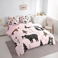 thumbnail image 3 of Homewish Jungle Wildlife Bear Bedding Comforter Set 7pcs for Child, Plant Botanical Queen Bedding Sets, Pink Cartoon Style Reversible Queen Sheet Sets, Super Cozy Room Decor, 3 of 7