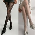 thumbnail image 3 of Women Vintage Flower Jacquard Fishnet Tights French JK Girl Sheer Lace Pantyhose, 3 of 10