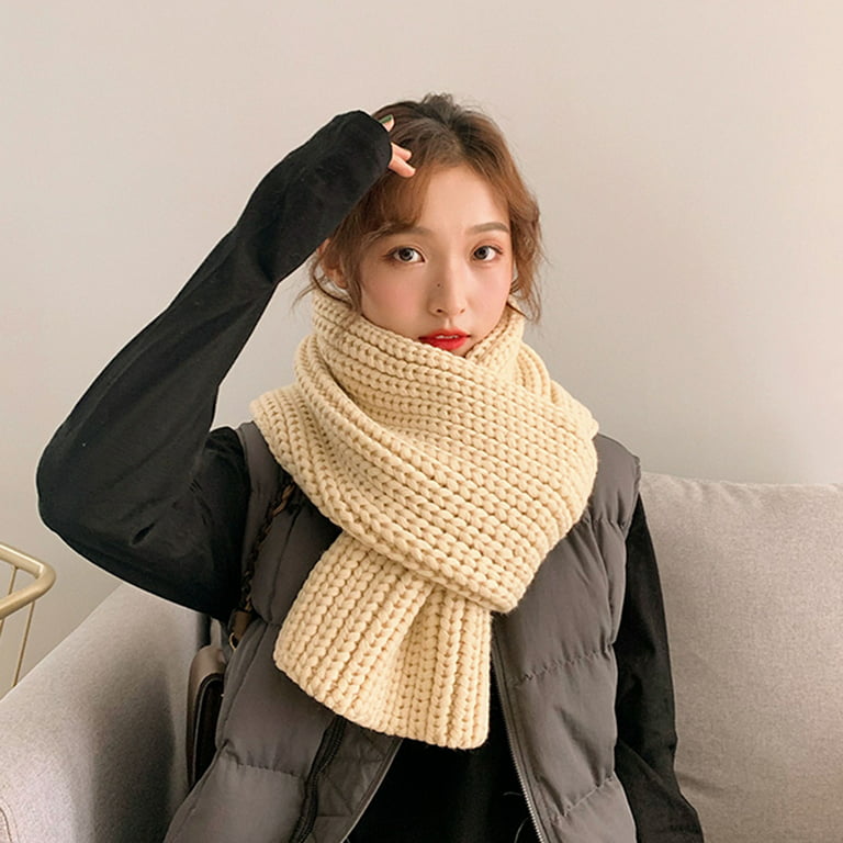 Uheoun Bulk Yarn Clearance Sale for Crocheting, Soft Men Women Scarf Winter  Warm Cotton Scarves Knitted Shawl for Outdoor Winter