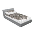 thumbnail image 3 of Ambesonne Animal Fitted Sheet & Pillow Sham Set, Sketchy Cat Head, Queen, Grey, 3 of 3