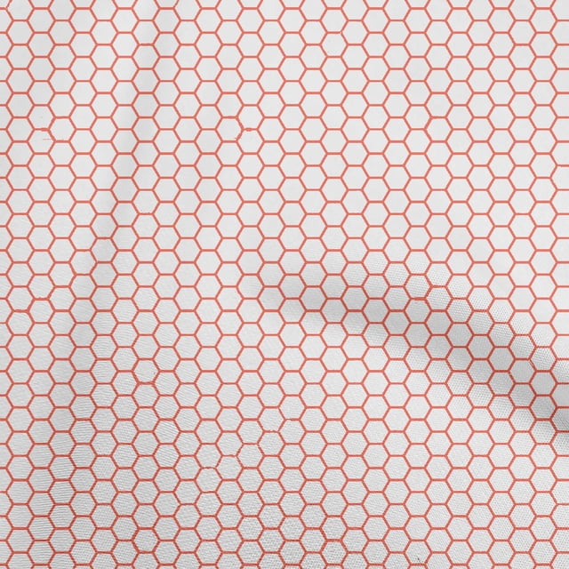 oneOone Tissu Polyester Spandex Orange Motif Géométrique Hexagonal Matériel de Robe Tissu Imprimé au Mètre 56 Pouces de Large