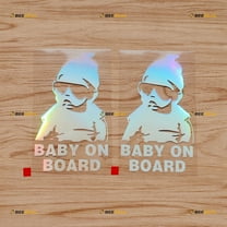 Baby On Board in Car Carlos Hangover Car Truck Decal Sticker Vinyl - 2 Pack Holographic Iridescent Oil Slick Colorful, 6 Inches - No Background Die-Cut