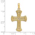 thumbnail image 2 of 14k Gold Religious Faith Cross With Textured Edges and Cut Out Center 25.3mm long Pendant Necklace for Women, 2 of 2