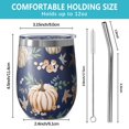thumbnail image 5 of 12oz Stemless Wine Tumblers Fall Pumpkins Leaves Pattern Vacuum Insulated Stainless Steel Travel Tumbler Cups Mug with Lid and Straw for Champaign,Cocktail,Beer with Cleaning Brush, 5 of 5