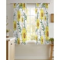 thumbnail image 4 of Yellow Daisy Sheer Curtains 45 Inch Length 2 Panels Set for Living Room/Bedroom, Farmhouse Country Flower Leaf Plant Wood Grain Kitchen Curtains Grommet Curtains Window Treatments 42"x45"x2, 4 of 7