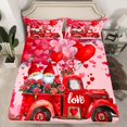 thumbnail image 2 of Feelyou Romantic Gnome Kids Bed Sheets, Love Heart Balloon King Sheets, Rose Floral Truck Sheet Set, Microfiber Bedroom Decor, 4 Pieces, 2 of 7