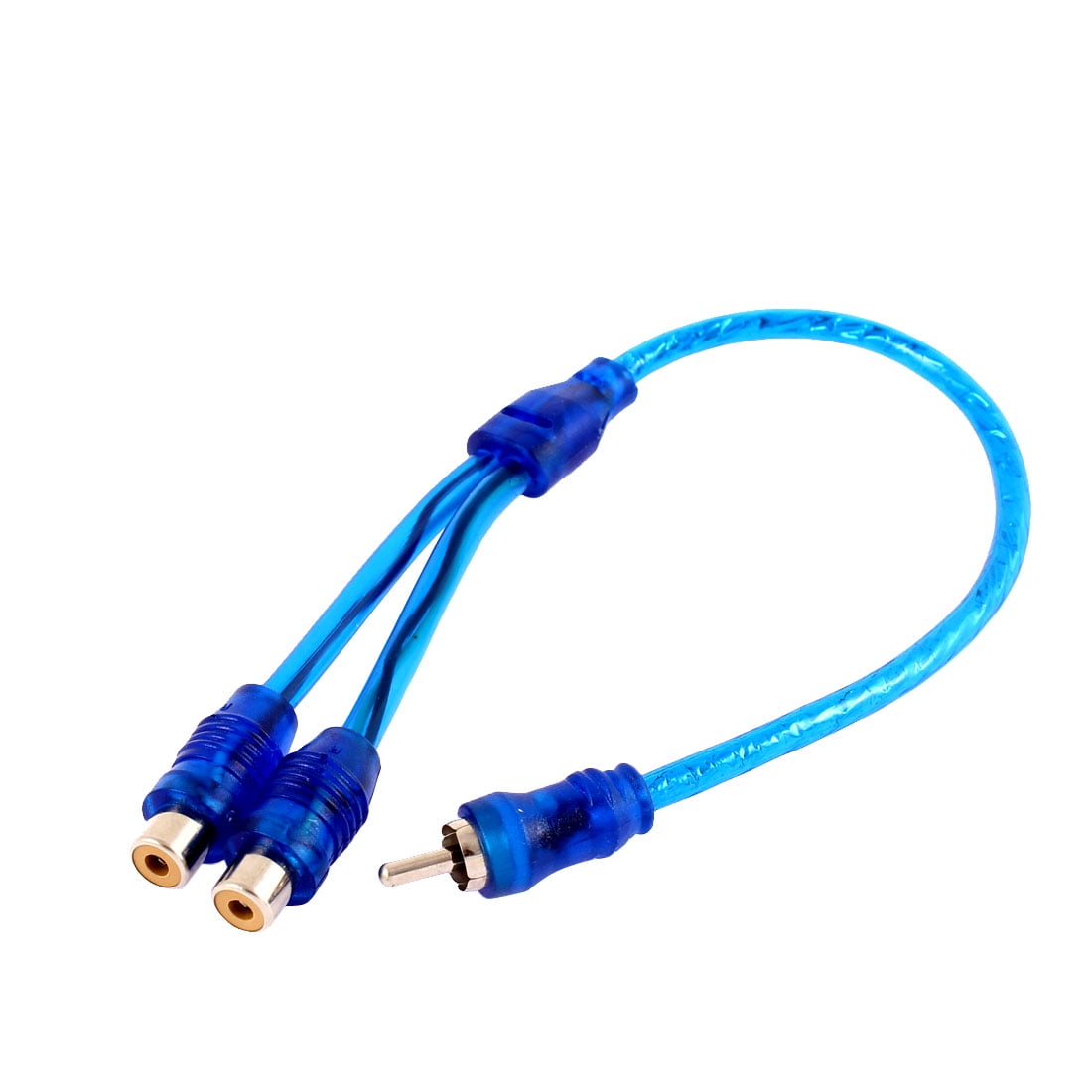 RCA 2 Male to 1 Female Y Splitter Adapter Cable Connector Blue