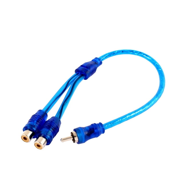 RCA 2 Mâle à 1 Femelle Adaptateur Répartiteur Y Connecteur de Câble Bleu