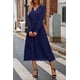 thumbnail image 3 of Vestido PRETTYGARDEN envolvente con escote en V, manga larga, estilo bohemio azul marino XL, 3 of 6