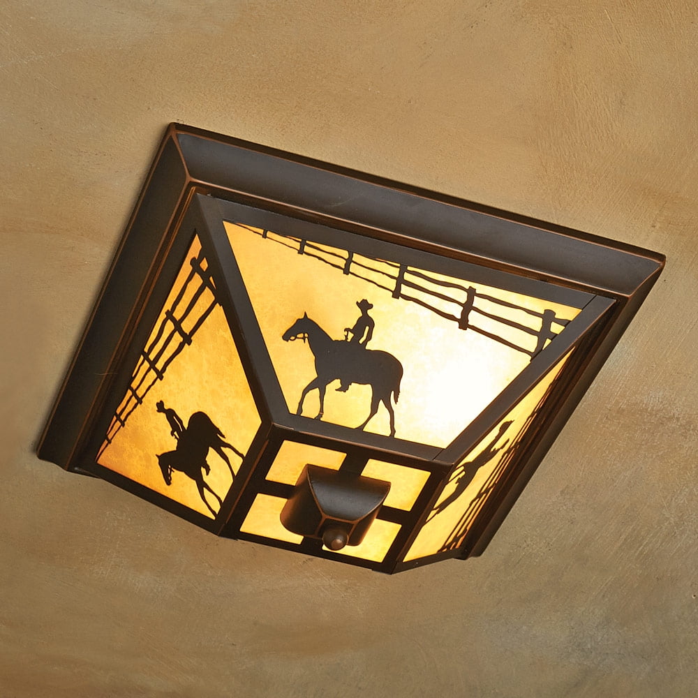 Cowboy Rider Flush Mount Western Ceiling Light Southwestern Cowboy Rider Flush Mount Western Ceiling Light Southwestern Lighting