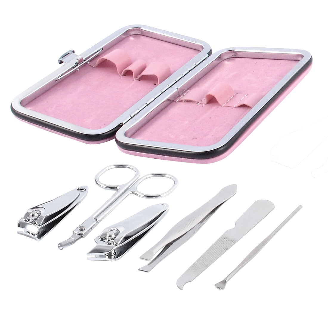 6 in 1 Pink Faux Leather Case Professional Manicure Set Nail Clippers